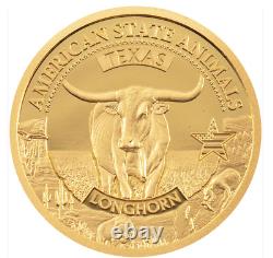 2021 GOLD COOK ISLANDS $5 TEXAS LONGHORN 1/2 GRAM COIN NGC PF 70 +CA Grizzly (2)