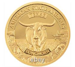 2021 GOLD COOK ISLANDS $5 TEXAS LONGHORN 1/2 GRAM Gold Coin NGC PF 70