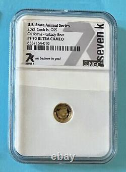 2021 PF70 Ultra Cameo Gold Coin (7K Metals) State Animal CALIFORNIA GRIZZLY. 5gr