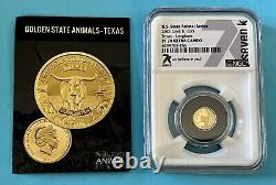 2021 PF70 Ultra Cameo Gold Coin (7K Metals) State Animal TEXAS LONGHORN 0.5 Gr
