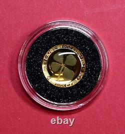 2021 Palau 1 gram GOLD FOUR LEAF CLOVER, Proof. 9999 Purity, With COA-Free Ship