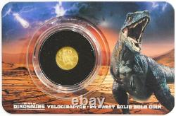 2021 Solomon Islands $10 1/2 Gram 24K Gold Age of Dinosaurs Proof Velociraptor