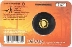 2021 Solomon Islands $10 1/2 Gram 24K Gold Age of Dinosaurs Proof Velociraptor