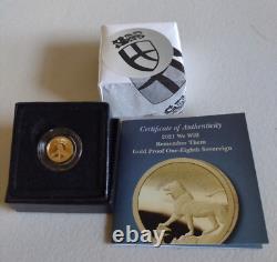 2021 Tristan da Cunha Gold 1/8 Sovereign We Will Remember Them 1 gram 22K