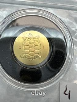 2022 0.5 Gram Gold Cook Islands Tortoise 0.9999 Fine $5 Dollars Silk Finish