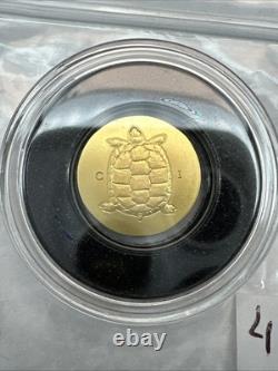 2022 0.5 Gram Gold Cook Islands Tortoise 0.9999 Fine $5 Dollars Silk Finish