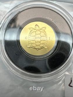 2022 0.5 Gram Gold Cook Islands Tortoise 0.9999 Fine $5 Dollars Silk Finish