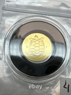 2022 0.5 Gram Gold Cook Islands Tortoise 0.9999 Fine $5 Dollars Silk Finish