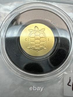 2022 0.5 Gram Gold Cook Islands Tortoise 0.9999 Fine $5 Dollars Silk Finish