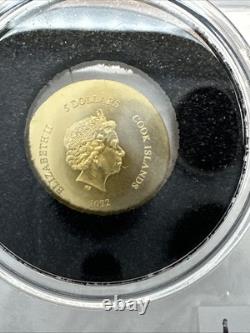 2022 0.5 Gram Gold Cook Islands Tortoise 0.9999 Fine $5 Dollars Silk Finish