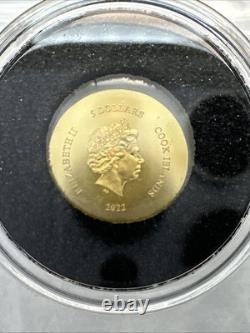 2022 0.5 Gram Gold Cook Islands Tortoise 0.9999 Fine $5 Dollars Silk Finish