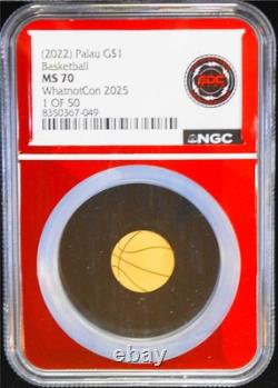 2022 $1 1/2 Gram Palau Gold Basketball NGC MS 70 2025 WhatnotCon Only 50 Minted
