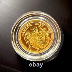 2022? 1.58g Canada Earth? Dragon PP Proof Gold Coin. 9999 Fine? (withBox & CoA)New