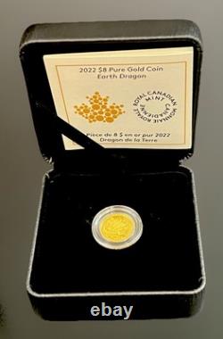 2022? 1.58g Canada Earth? Dragon PP Proof Gold Coin. 9999 Fine? (withBox & CoA)New