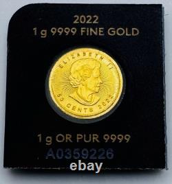 2022 1 Gram of Gold from the Royal Canadian Mint with the Maple Leaf