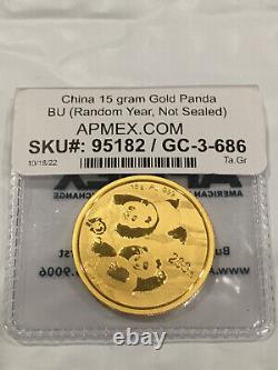 2022 15 Gram Chinese 999 Gold Panda Coin China 15gr