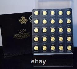 2022 25x 1 GRAM GOLD MAPLE LEAFS RCM MAPLEGRAM 25 IN ASSAY