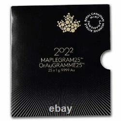 2022 25x 1 gram Gold Maple Leafs Maplegram25T (In Assay Sleeve) SKU#242360