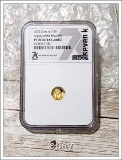 2022 $5 Cook Islands NGC PF70 Proof Cameo Legacy of Pharoahs 1/2g. 999 Gold Coin