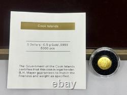 2022.5 Gram Gold Cook Islands Tortoise 0.9999 Fine $5 Dollars