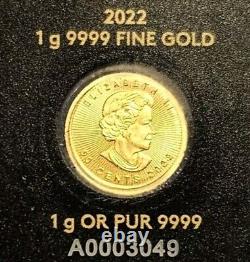 2022 Canada 1 Gram. 9999 Gold 50c Maple Leaf Coin Sealed