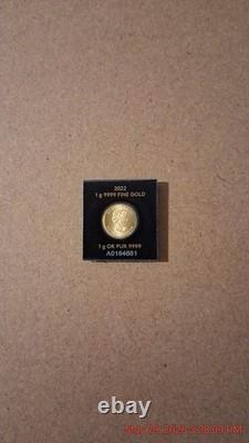 2022 Canada 50 cent Maplegram 1 gram. 9999 Fine Gold in Assay Holder