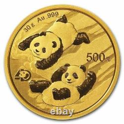 2022 Chinese 0.999 Gold Panda 30 Grams Coin ¥500 Yuan Brilliant Uncirculated BU