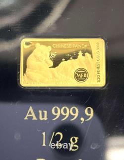 2022 Chinese Panda Solomon Islands $10 0.5 g (1/2 gram) Gold Coin MFB