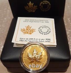 2022 Gold Maple Leaf Ultra-High Relief GML $200 33.17grams Pure Gold Proof Coin