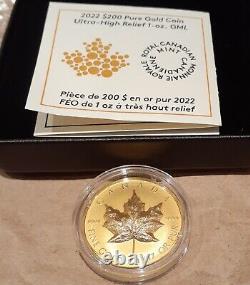 2022 Gold Maple Leaf Ultra-High Relief GML $200 33.17grams Pure Gold Proof Coin