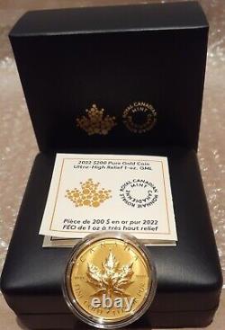 2022 Gold Maple Leaf Ultra-High Relief GML $200 33.17grams Pure Gold Proof Coin