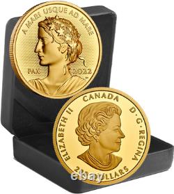 2022 Lady Peace Dollar PAX $200 33.17grams Pure Gold Proof Pulsating Coin Canada