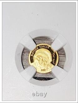 2022 Mongolia Mother Teresa PF70 U. C NGC, Gold coin, 0.5 gram
