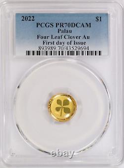 2022 PCGS $1 Palau Proof Gold Luck Four Leaf Clover PR70 DCAM FDOI