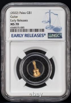 2022 Palau Gold $1 Guitar NGC MS70 Early Releases 15000 Minted with COA