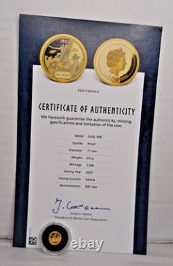 2022 Samoa Viking 1/2 Gram. 999 Gold with COA