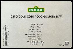 2022 Sesame Street COOKIE MONSTER Samoa. 5 gram. 9999 gold coin