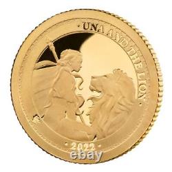 2022 St Helena Una and Lion 1/2 gram. 9999 Gold Proof Coin