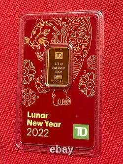 2022 TD / Valcambi Lunar New Year Tiger. 9999 Fine Gold Bar in Illustrated Card