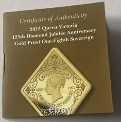 2022 Tristan Da Cunha Proof 1/8 Gold Sovereign 125th Queen Victoria Anniversary