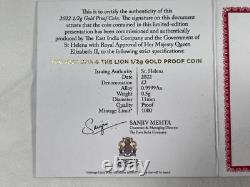 2022 UNA & THE LION Proof Coin. 5 gram. 9999 GOLD, East India Company G31.24
