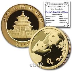 2023 1 Gram Gold Chinese Panda Coin Brilliant Uncirculated ¥10 BU