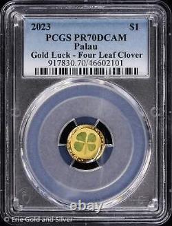 2023 $1 Palau 1 Gram Gold Proof Four Leaf Clover PCGS PR 70 DCAM