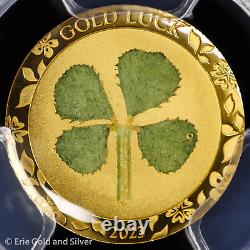 2023 $1 Palau 1 Gram Gold Proof Four Leaf Clover PCGS PR 70 DCAM