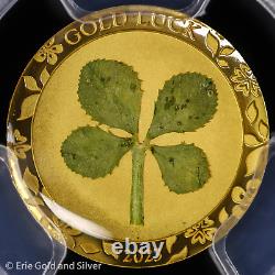 2023 $1 Palau 1 Gram Gold Proof Four Leaf Clover PCGS PR 70 DCAM