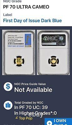 2023 $1 Palau Proof Gold Four Leaf Clover Ngc Pf70 First Day Issue 1 Gram. 999