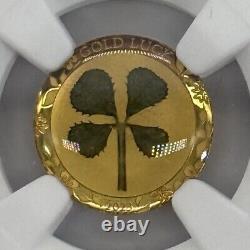 2023 $1 Palau Proof Gold Four Leaf Clover Ngc Pf70 First Day Issue 1 Gram. 999