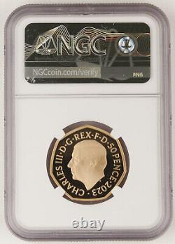 2023 50 Pence Great Britain 15.5 Gram 22K Gold Star Wars R2-D2 C-3PO NGC PF70 FR