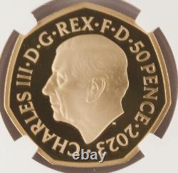 2023 50 Pence Great Britain 15.5 Gram 22K Gold Star Wars R2-D2 C-3PO NGC PF70 FR