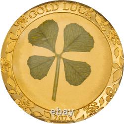 2023 CIT Palau Ounce of Luck Four Leaf Clover 0.5 gram. 9999 Gold Proof Coin